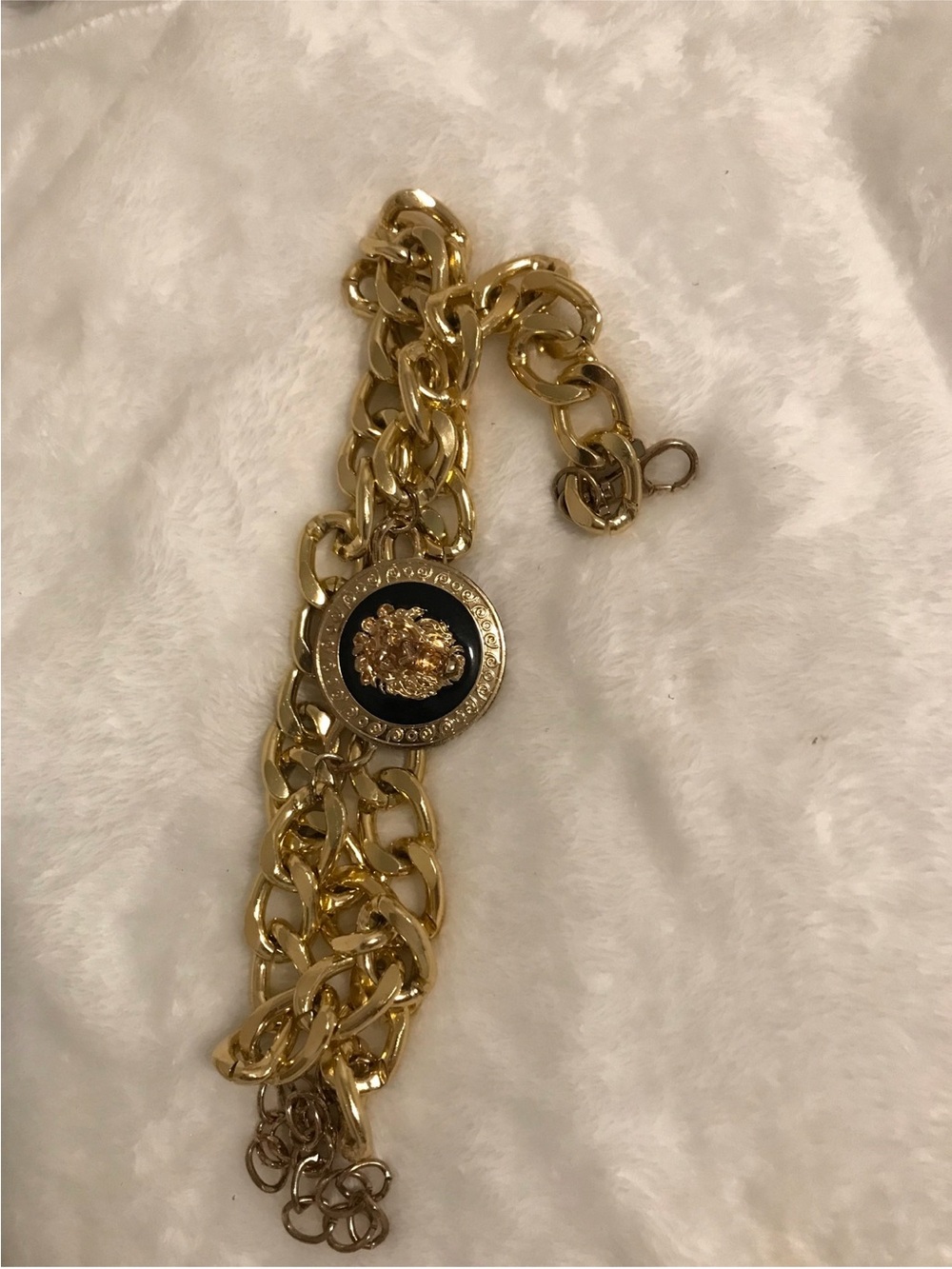 Gold-Tone Lion Medallion Chain Belt